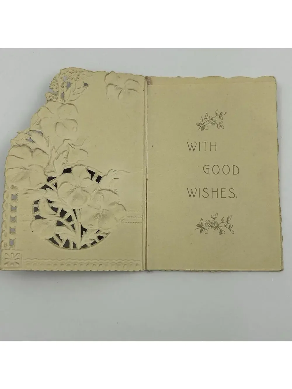 Antique Die-Cut Embossed Greeting Card Booklet Pansies 1900-1915 Gilt Poem F2
